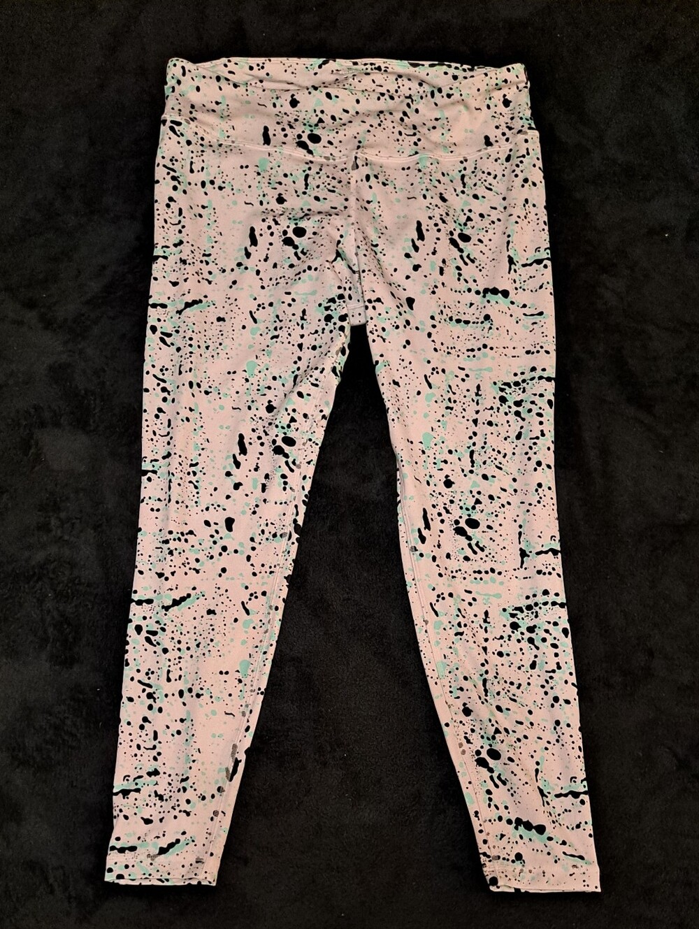 Womens Reebok Pink Paint-Splash Leggings Sz XL